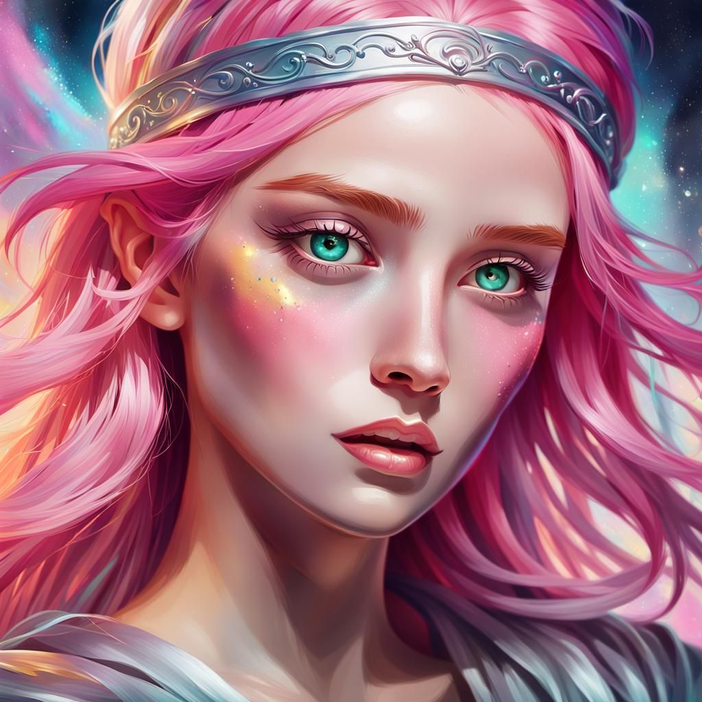 Fantasy Woman with Sword in Digital Art Style