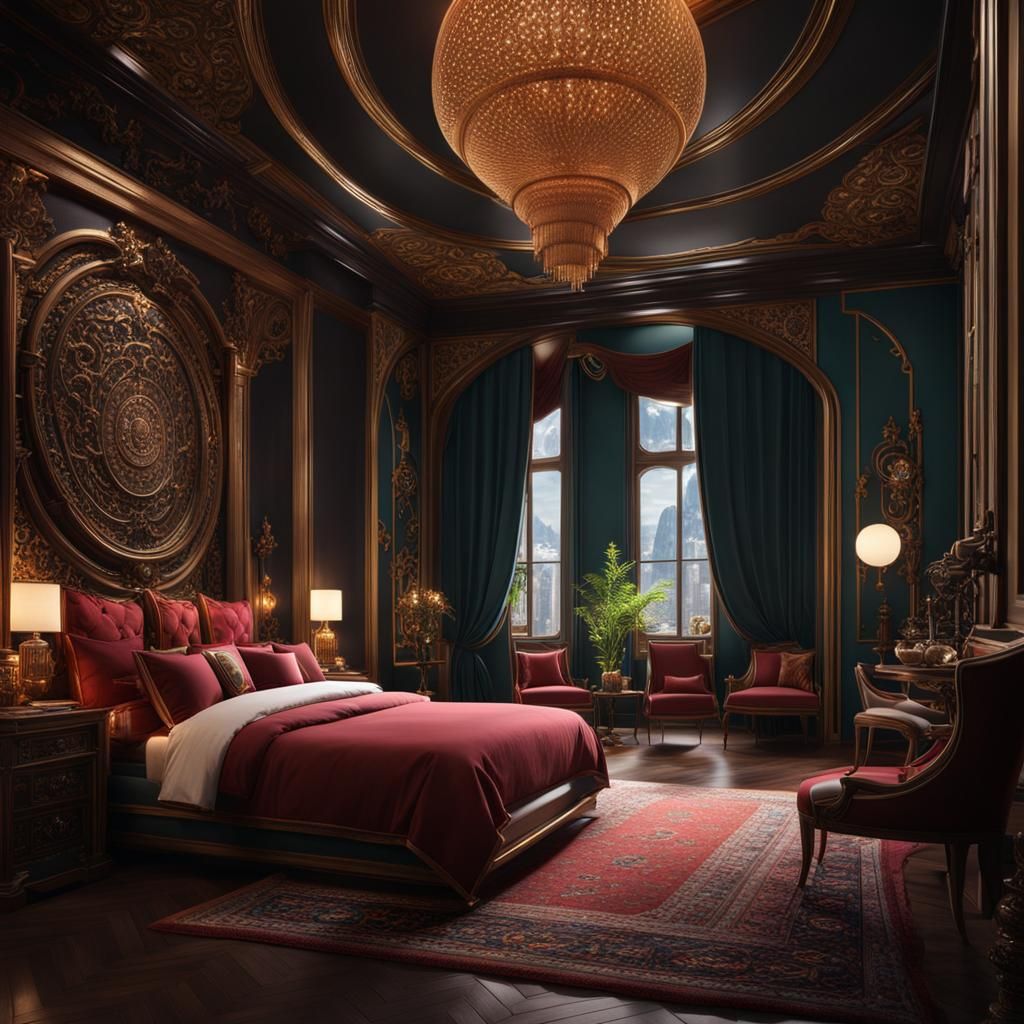 Small Bedroom Interior: Detailed Matte Painting