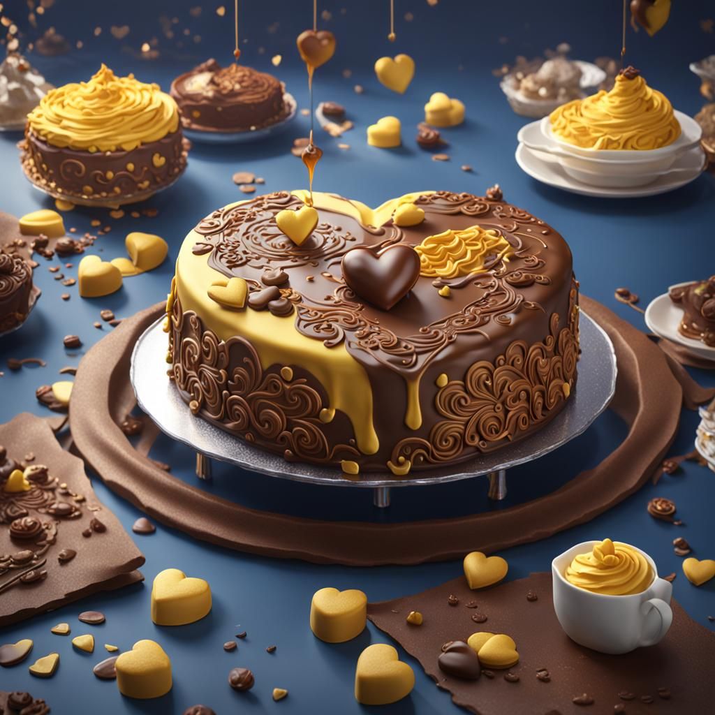 Sweet Heart Cream Cake in Detailed Matte Painting