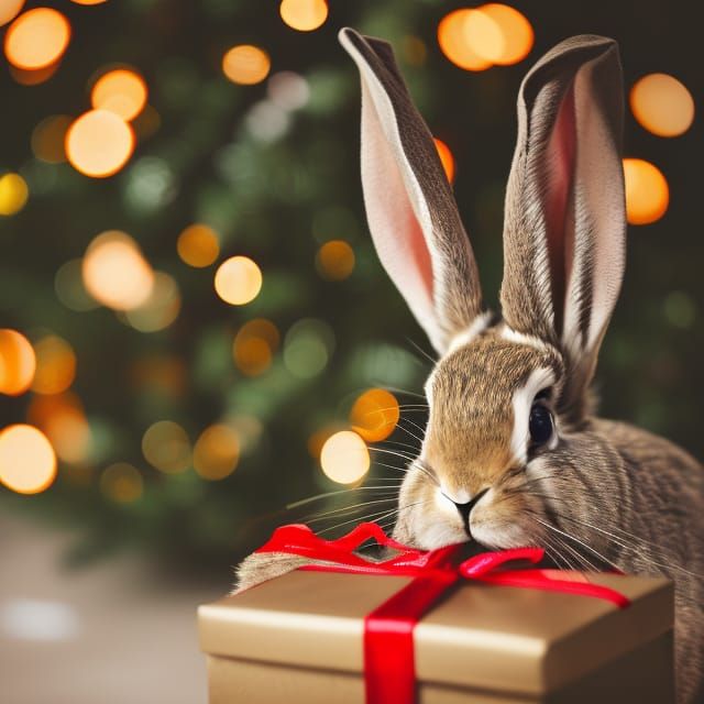 Rabbit in a Christmas Gift Box Photo