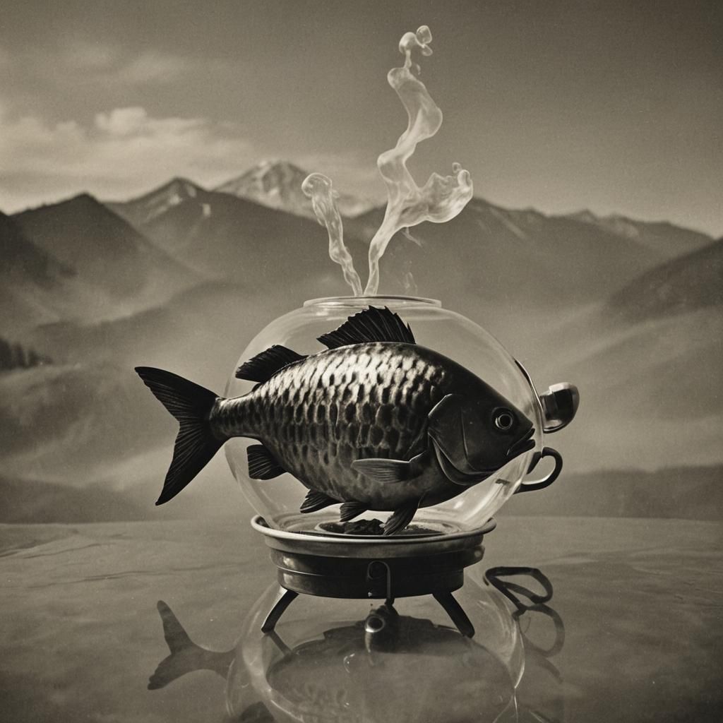 Surreal Fish in Percolator: Vintage Photography