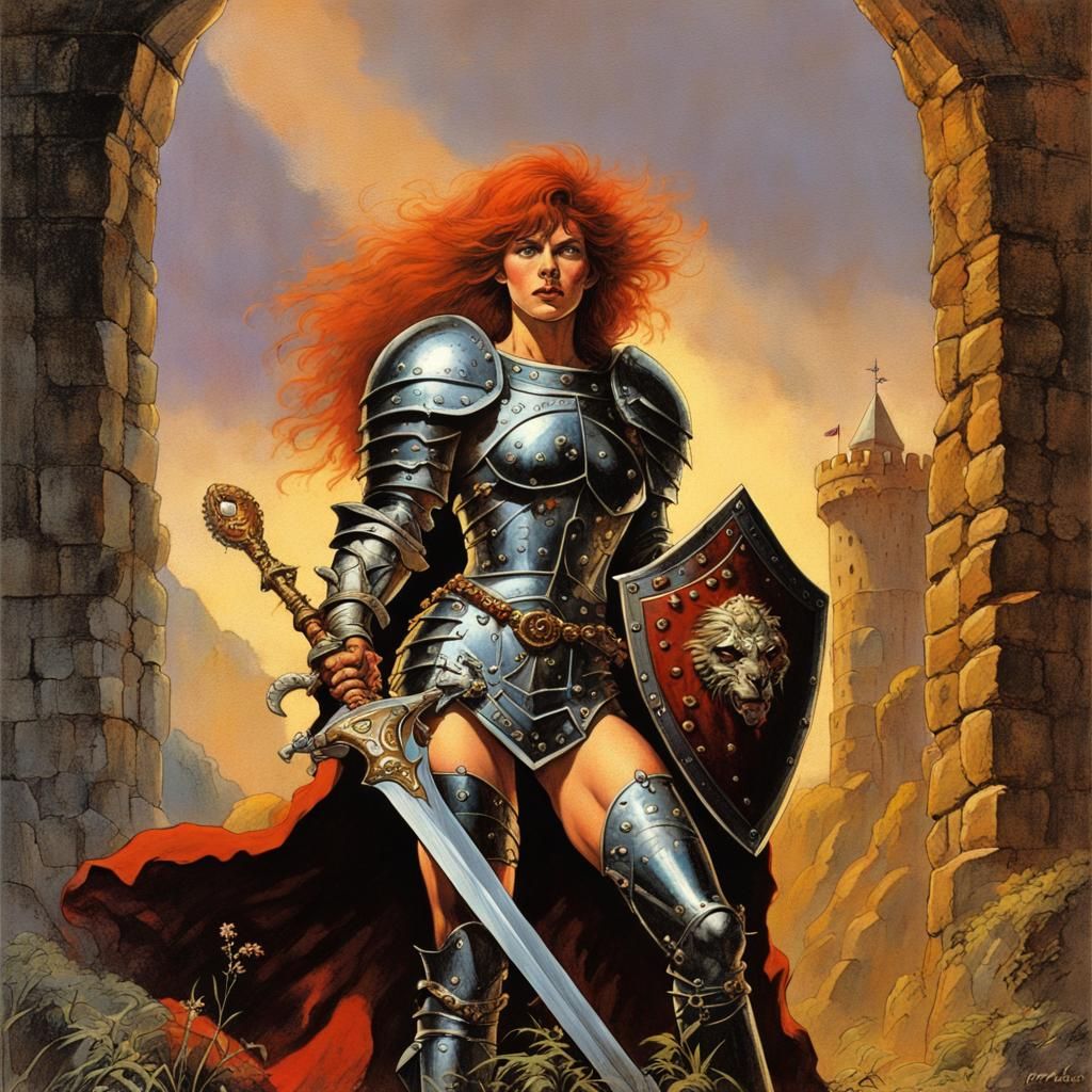 Muscular Knight with Shield in Dark Fantasy Style