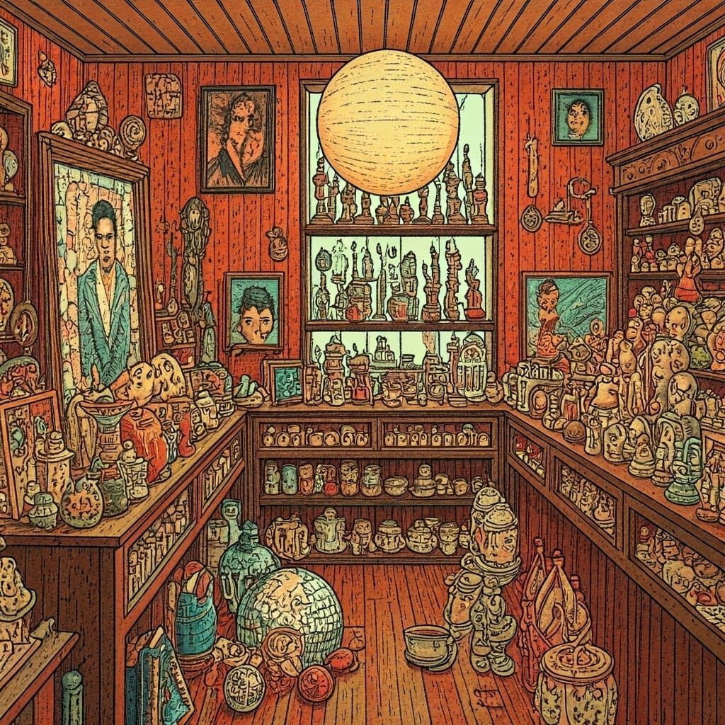 Kitsch Vintage Shop in Folk Art Style