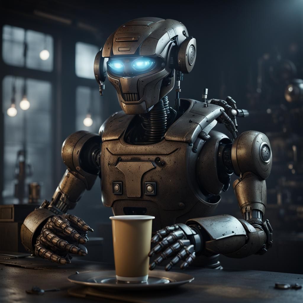 Military Robot Coffee Break: Cinematic Art