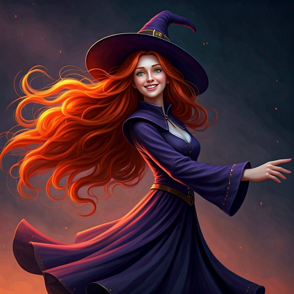 Dancing Witch in the Wind: A Digital Painting