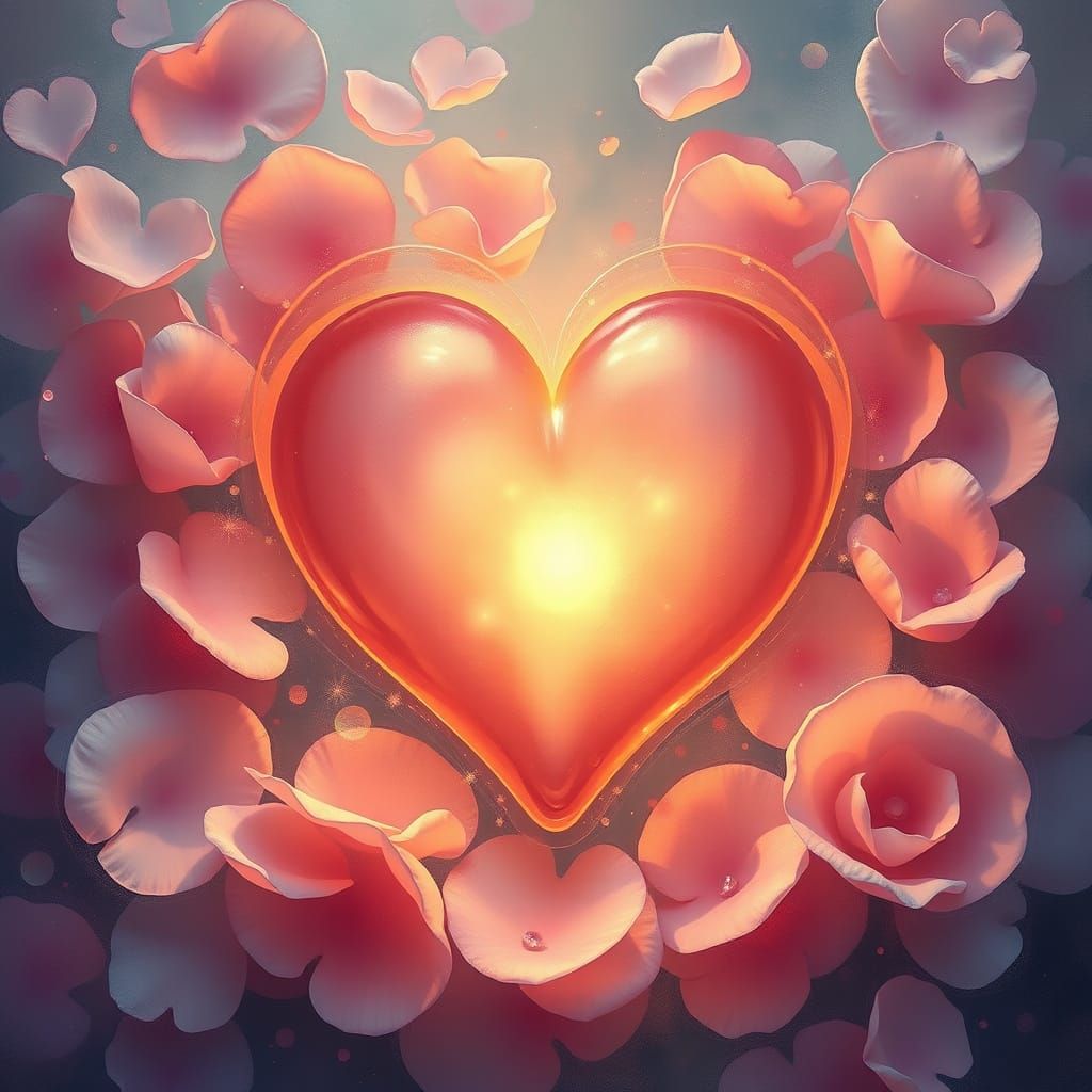 Romantic Ethereal Heart in Whimsical Dreamlike Atmosphere