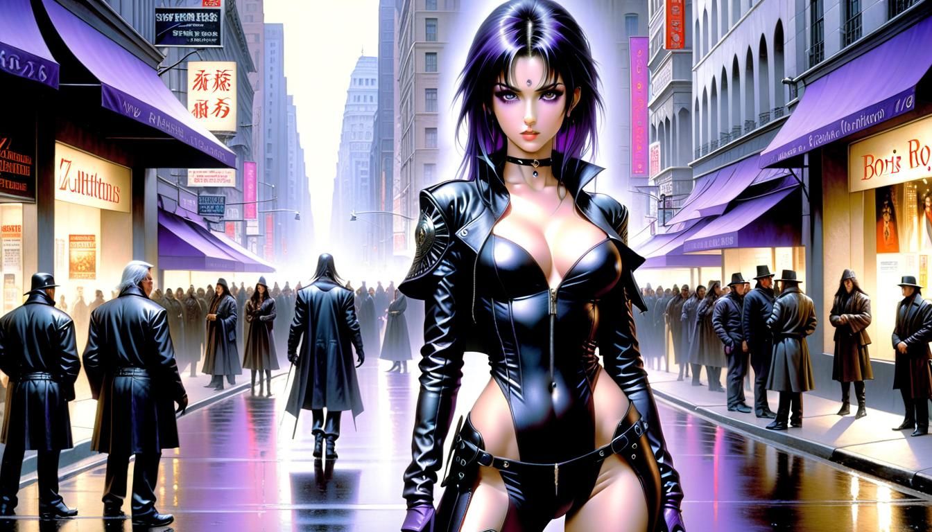 Detailed Portrait of Woman with Purple Highlights