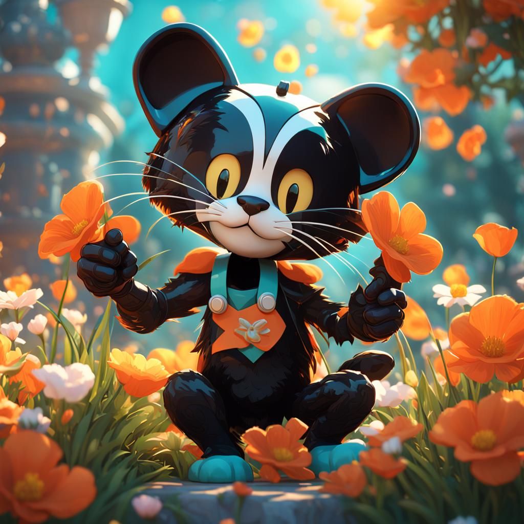 Felix the Cat with Spring Flowers Concept Art