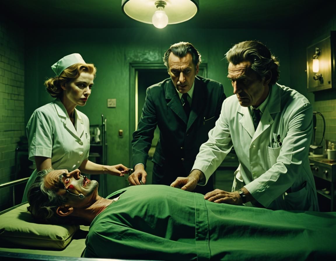 Surrealist Film Still: Evil Doctor and Patient