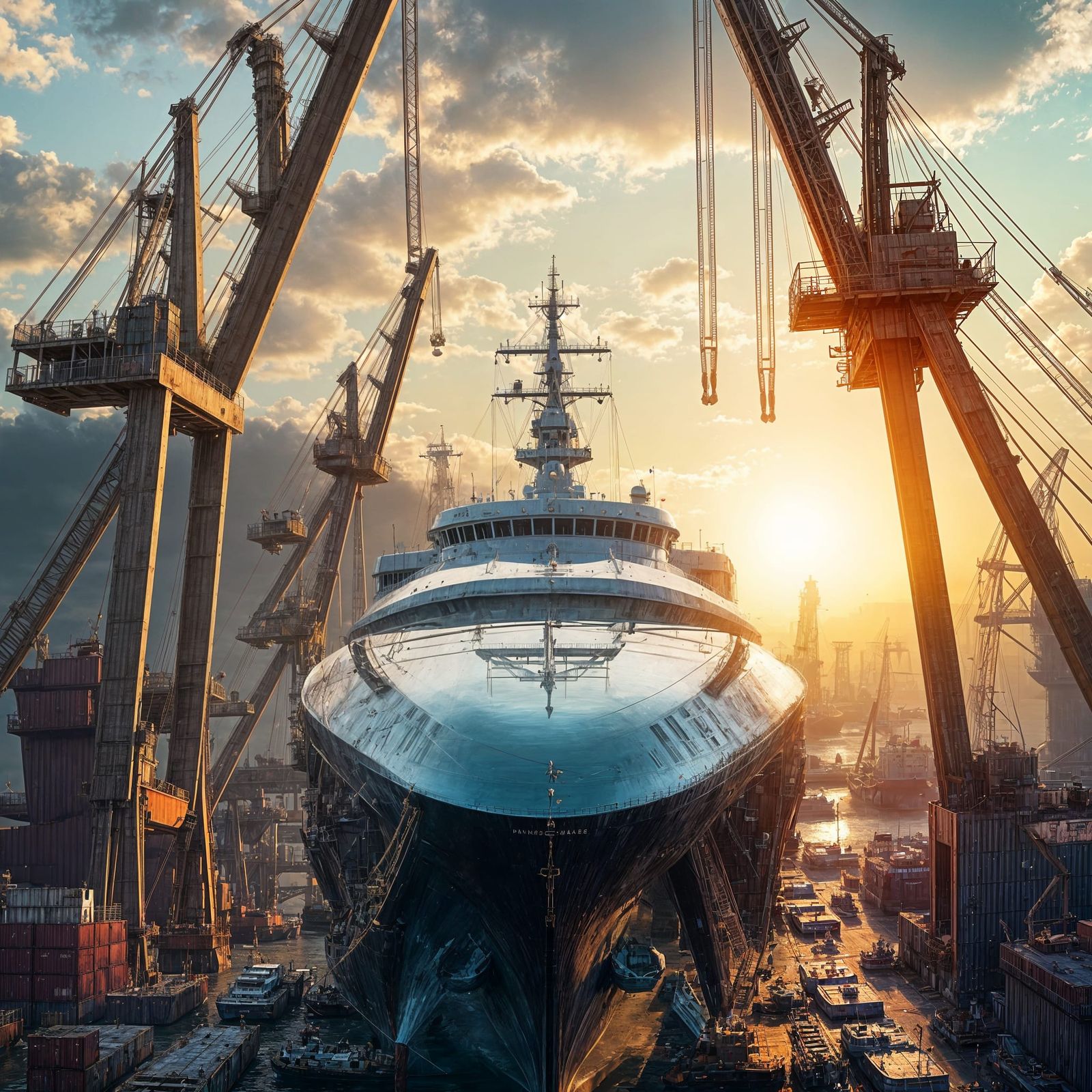 Post-Apocalyptic Shipyard in Hyperrealistic Style