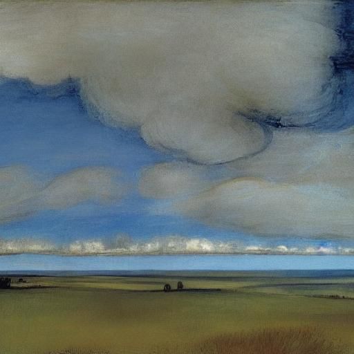 Impressionist Landscape with Clouds in Ethereal Sunlight