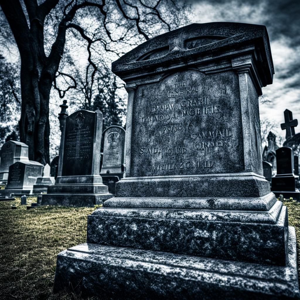 Hyperrealistic Graveyard Tombstone Scene in HDR