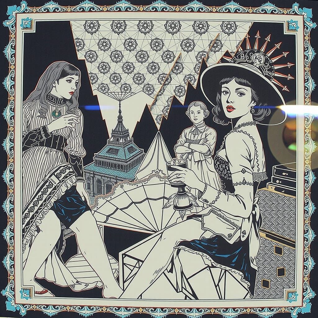 Art Deco Paper Art with Glitch and Op Art