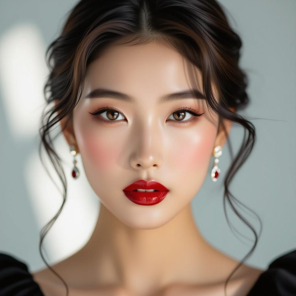 Teenage Korean Girl in Classic Hollywood Glamour Portrait