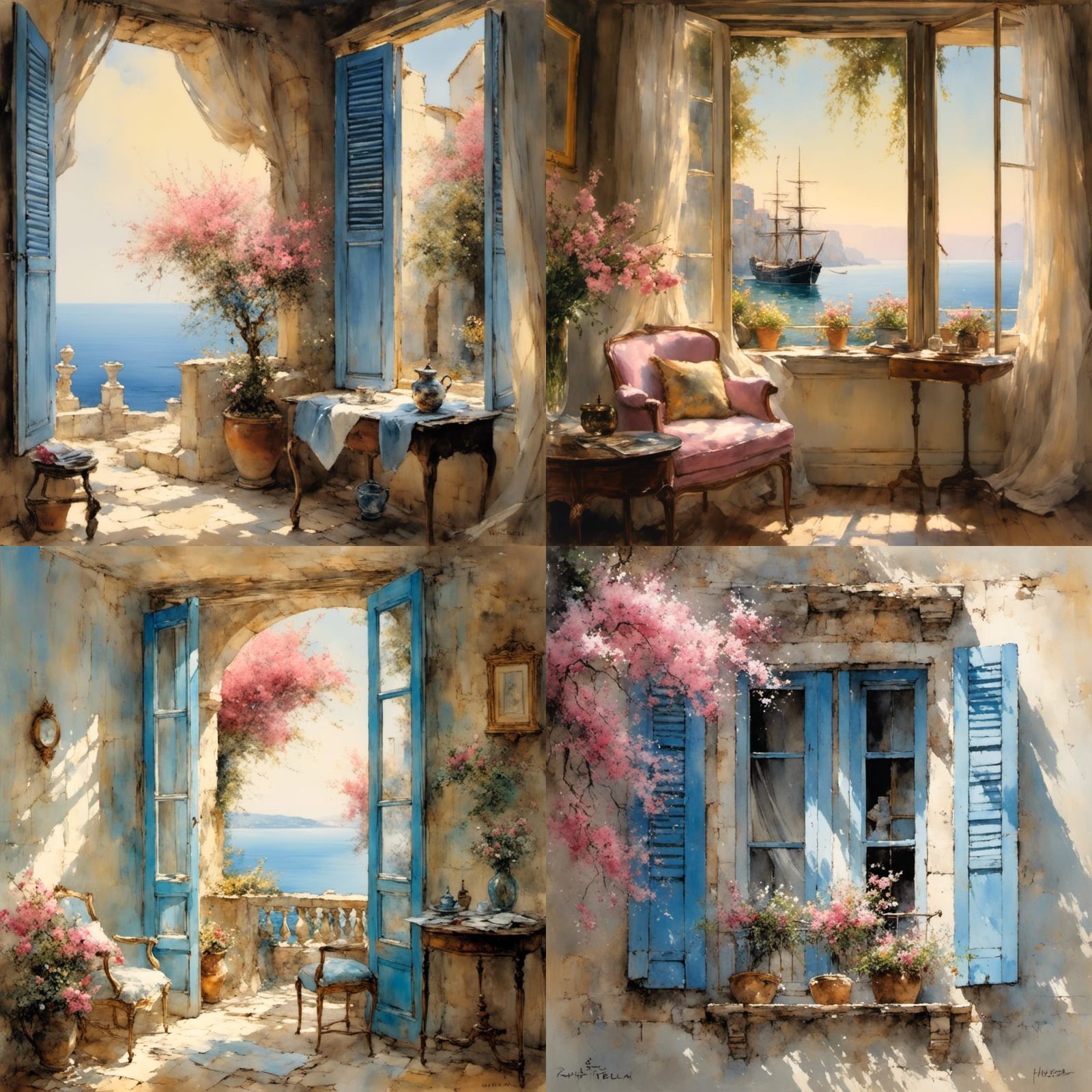 Tranquil Bay View in Classical Painting Style