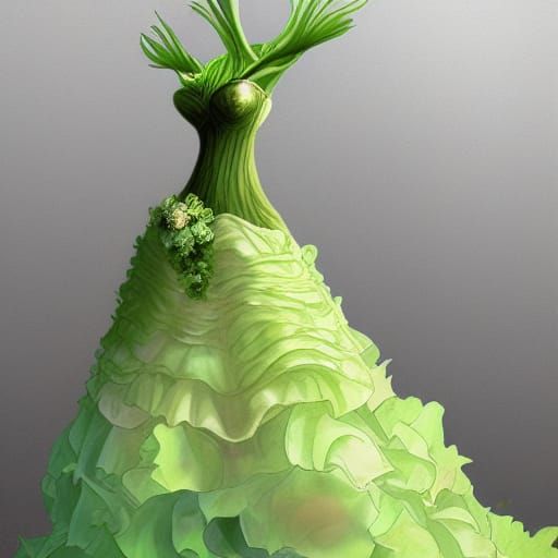 Cabbage Leaf Wedding Dress: Sylvari Fashion Design