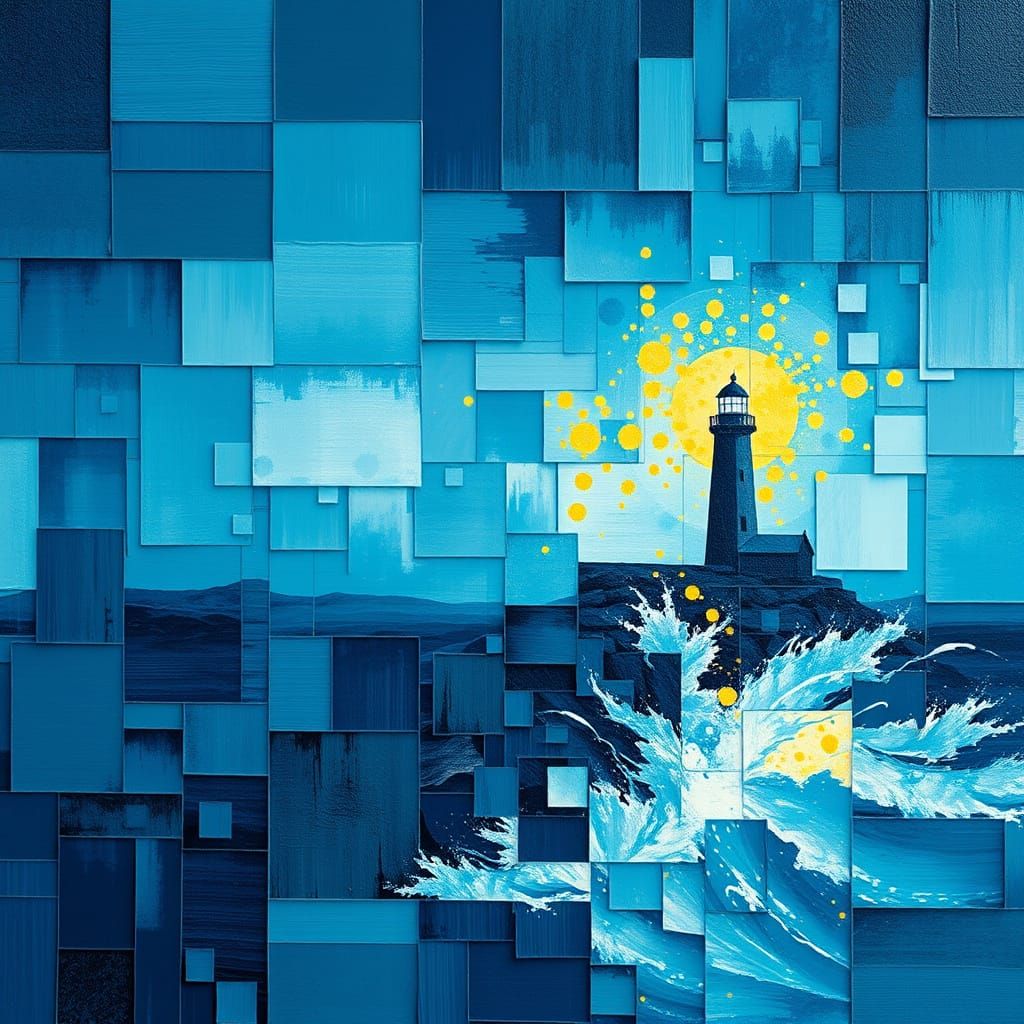 Lighthouse in Turbulent Stormy Seas