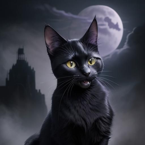 Adorable Black Cat in Bakery, Studio Ghibli Style