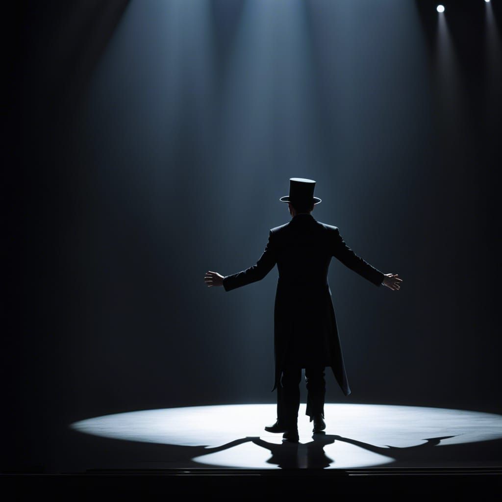 Silhouette of a Dancer Under Spotlight