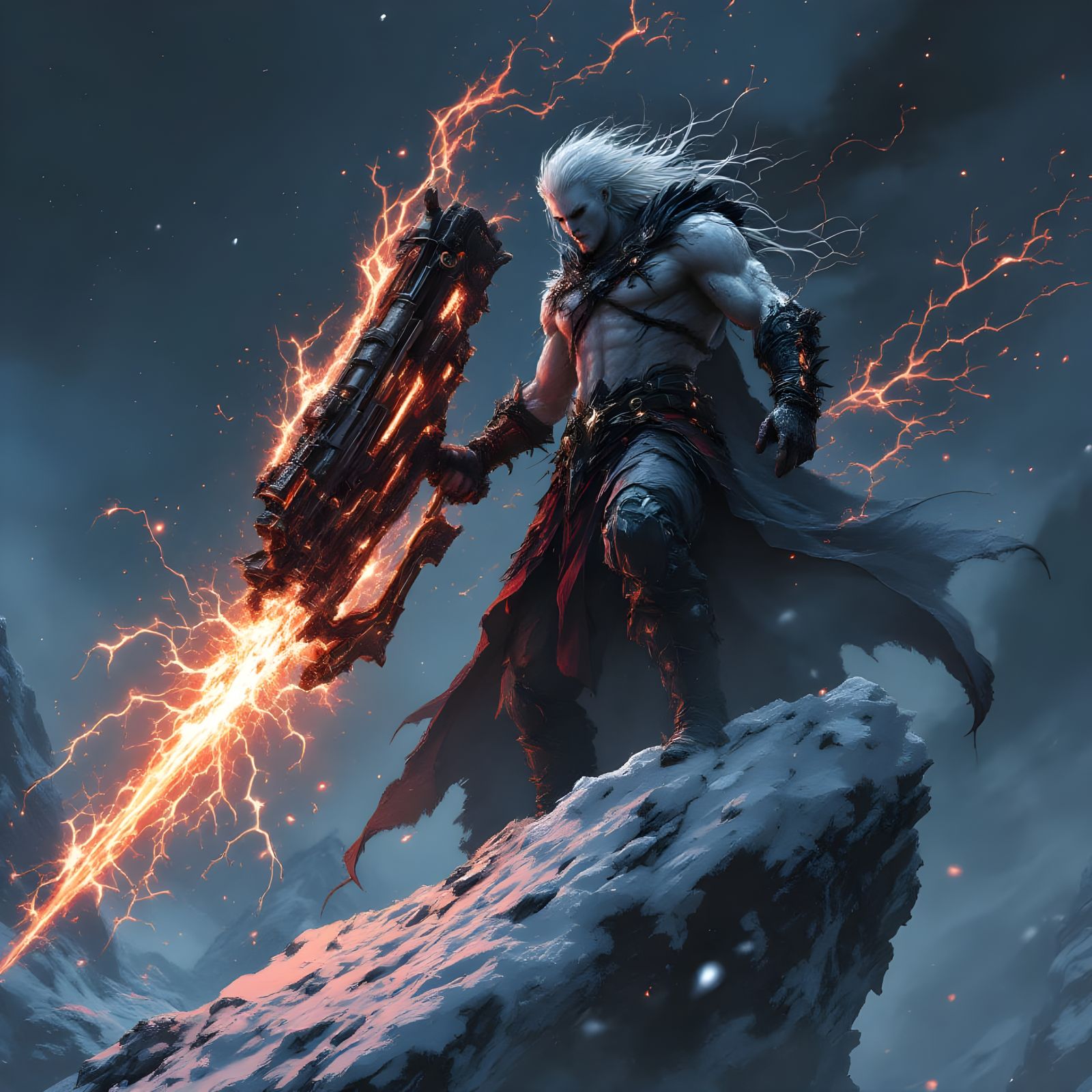 Mystical Dark Archer on Snowy Battlefield