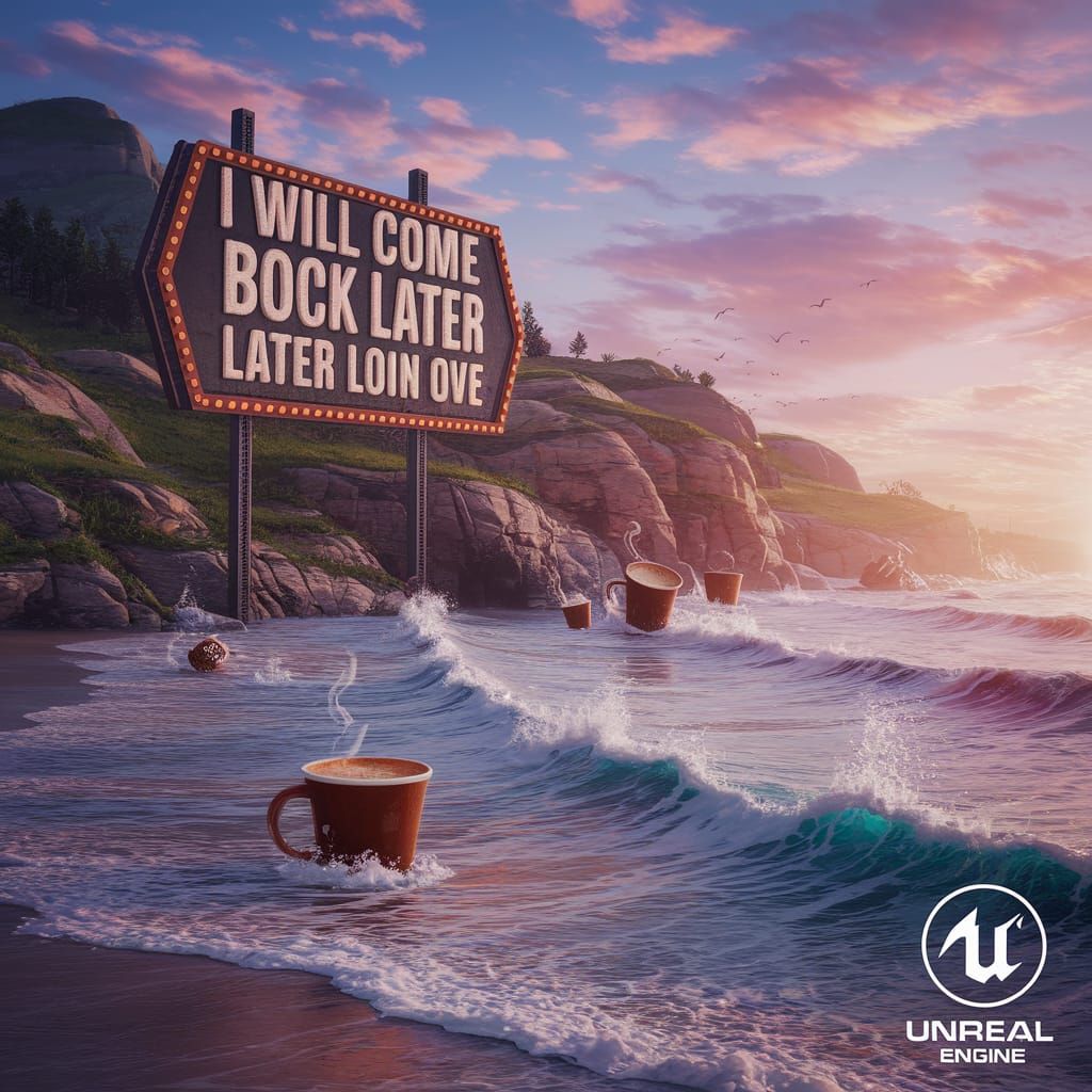 Spectacular Seaside Scene with Coffee Cup Waves