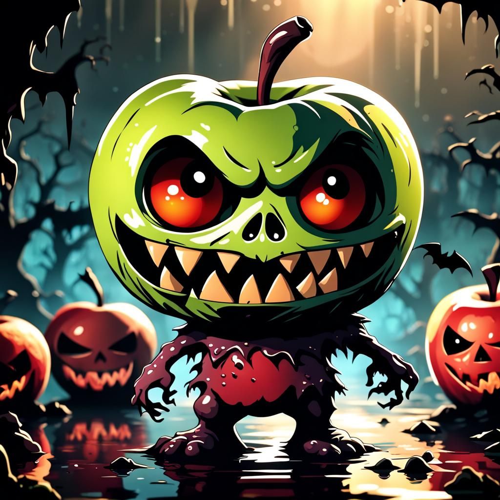 Chibi Zombie Apple in Cartoon Underworld