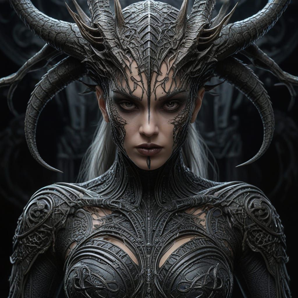 Cyberpunk Goddess with Dragon Tattoo Bodysuit