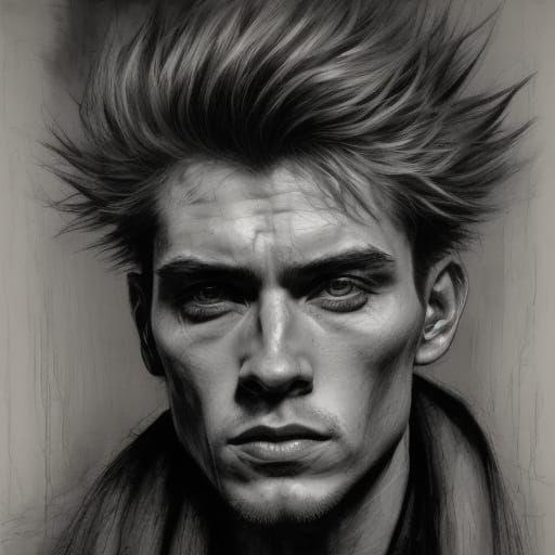 Realistic Charcoal Portrait of a Young Man