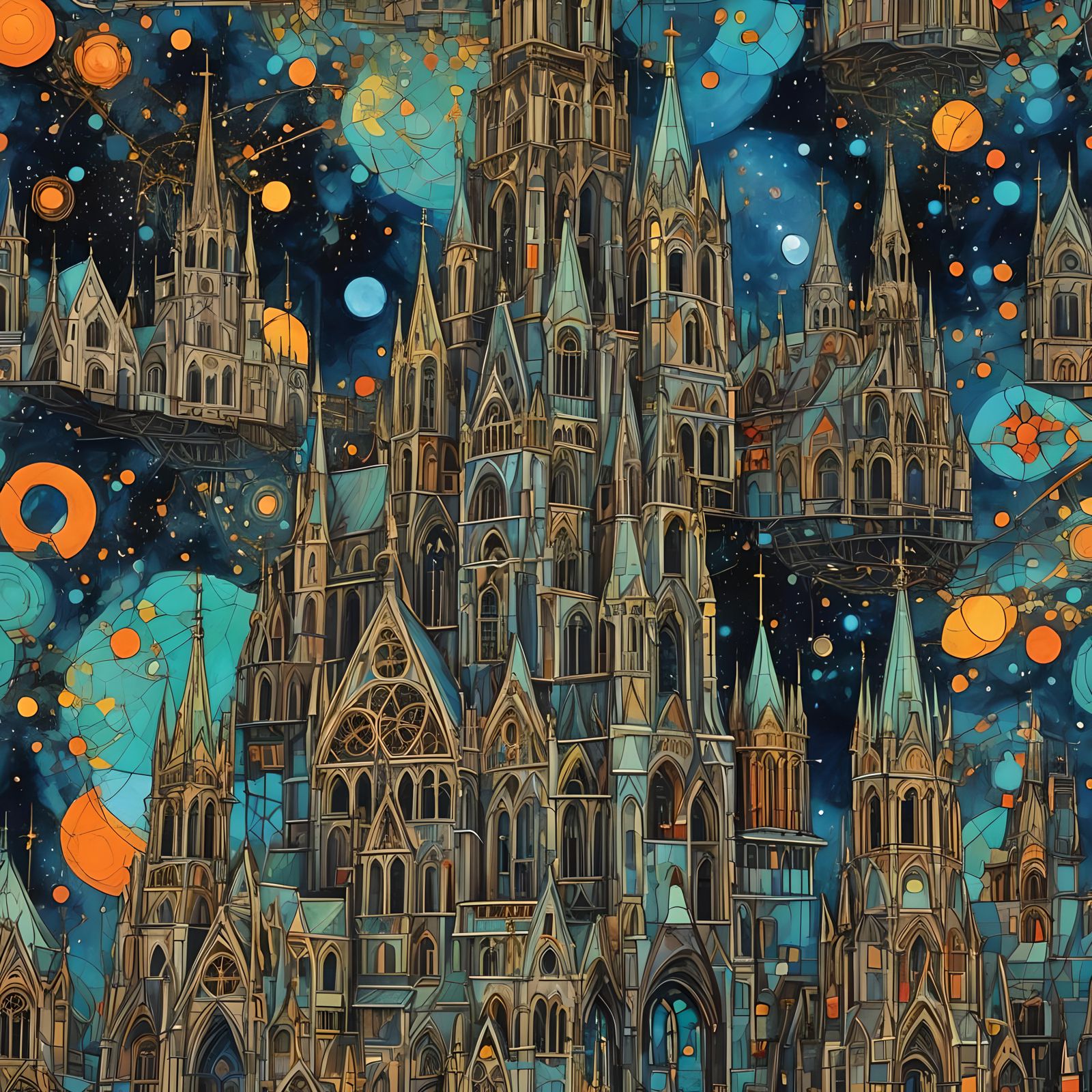 Angels Build a Cosmic Cathedral: Abstract Art