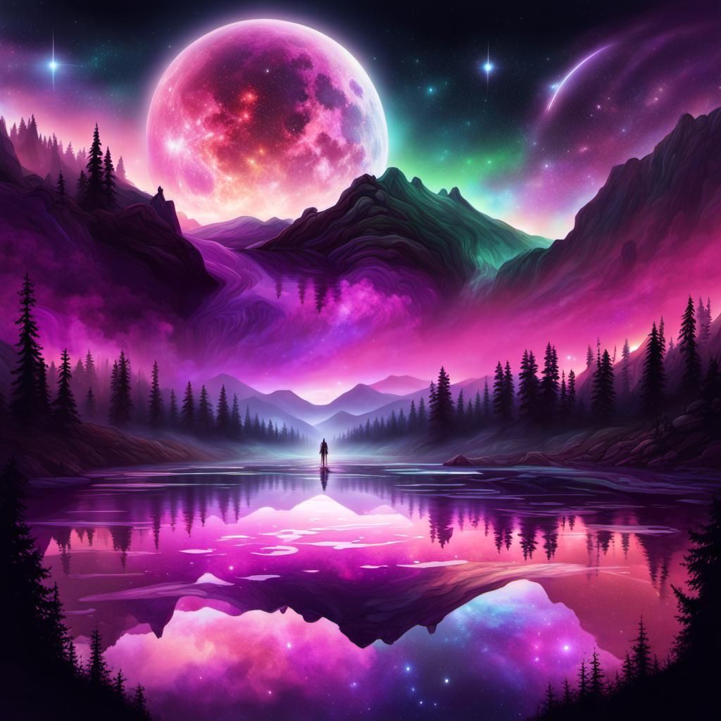 Ethereal Ghost Reflected in a Mirror Lake