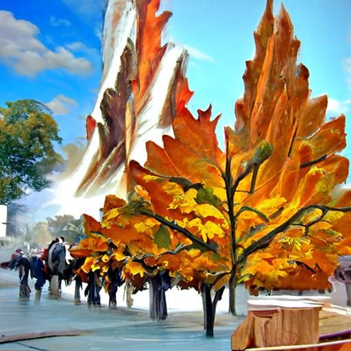 Autumn Maple Trees Oil Painting
