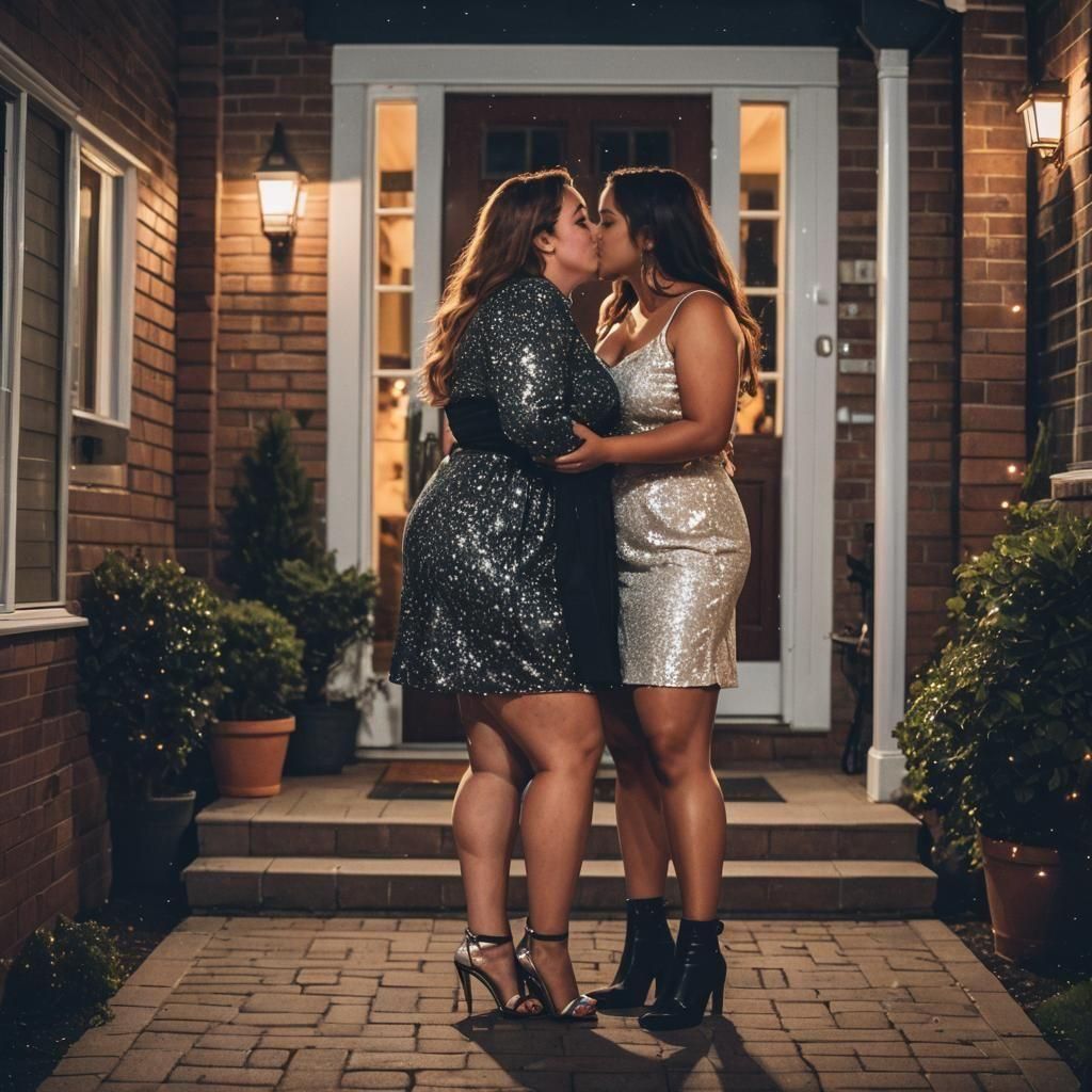 Lesbian Couple's Goodnight Kiss: Professional Photography