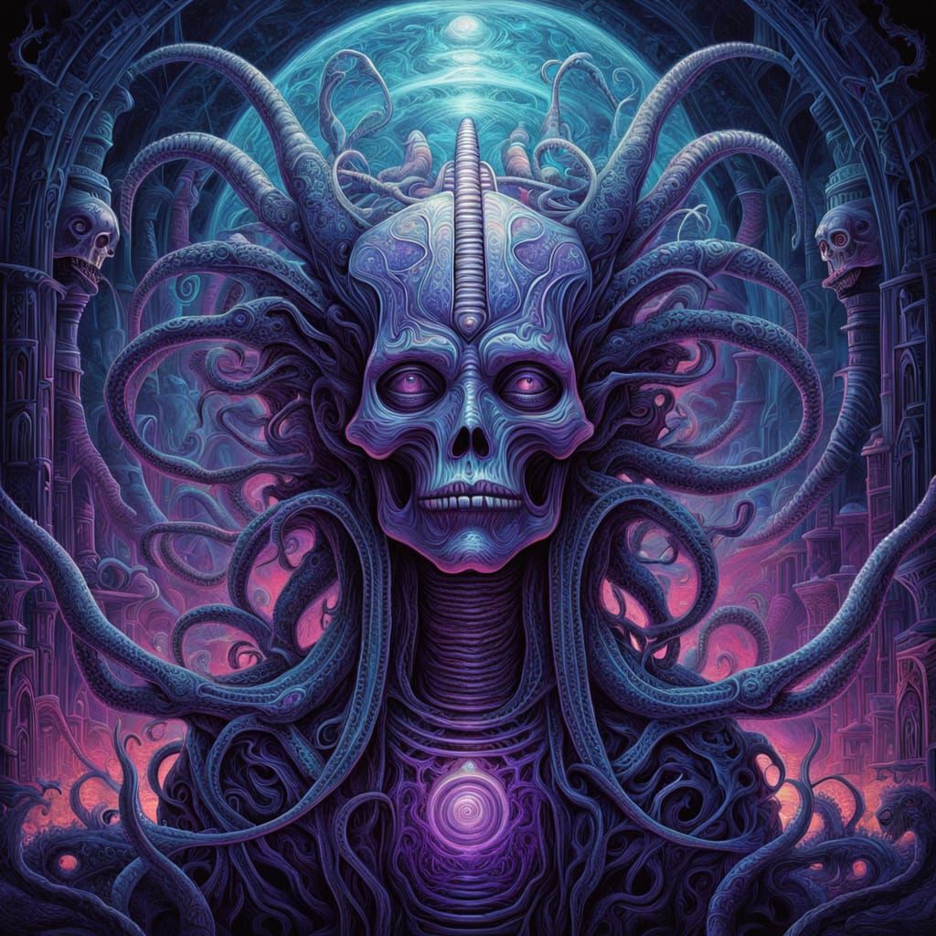 Eldritch Void Maw Behemoth in Cosmic, Biomechanical Style