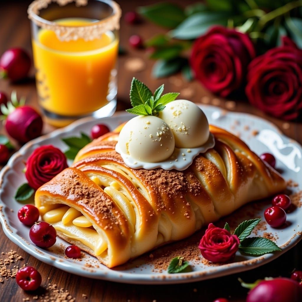 Decadent Dutch Still Life Dessert Spread with Apple Strudel ...