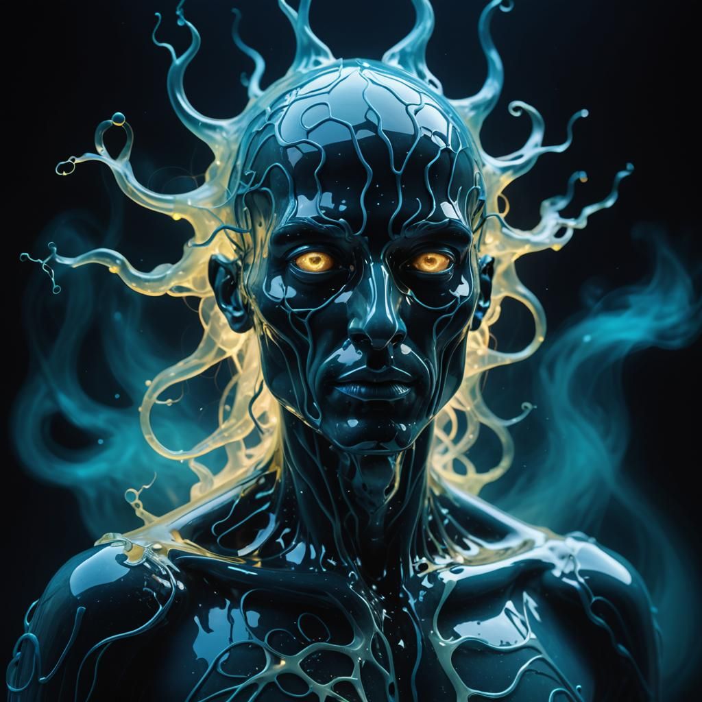 Surreal Jelly Humanoid in Neon Mist