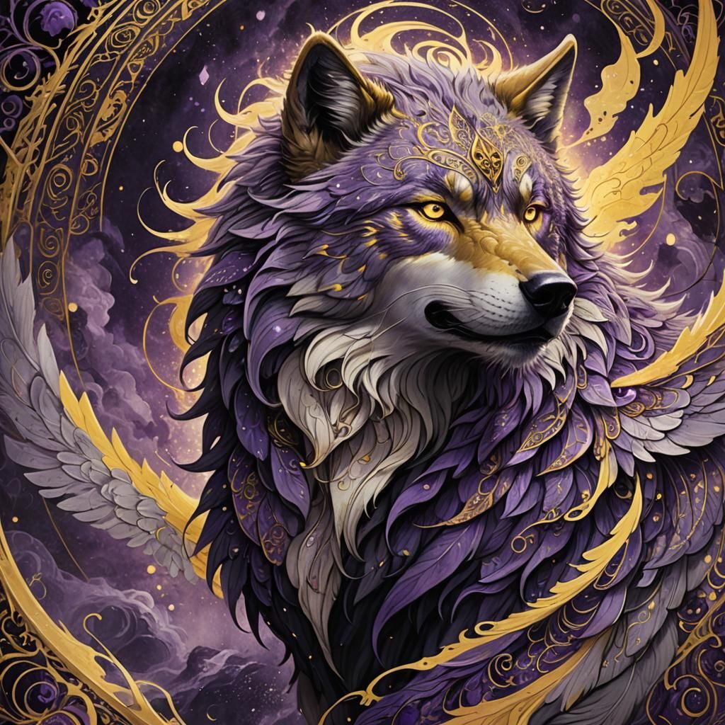 Angel Wolf Portrait in Dark Fantasy Style