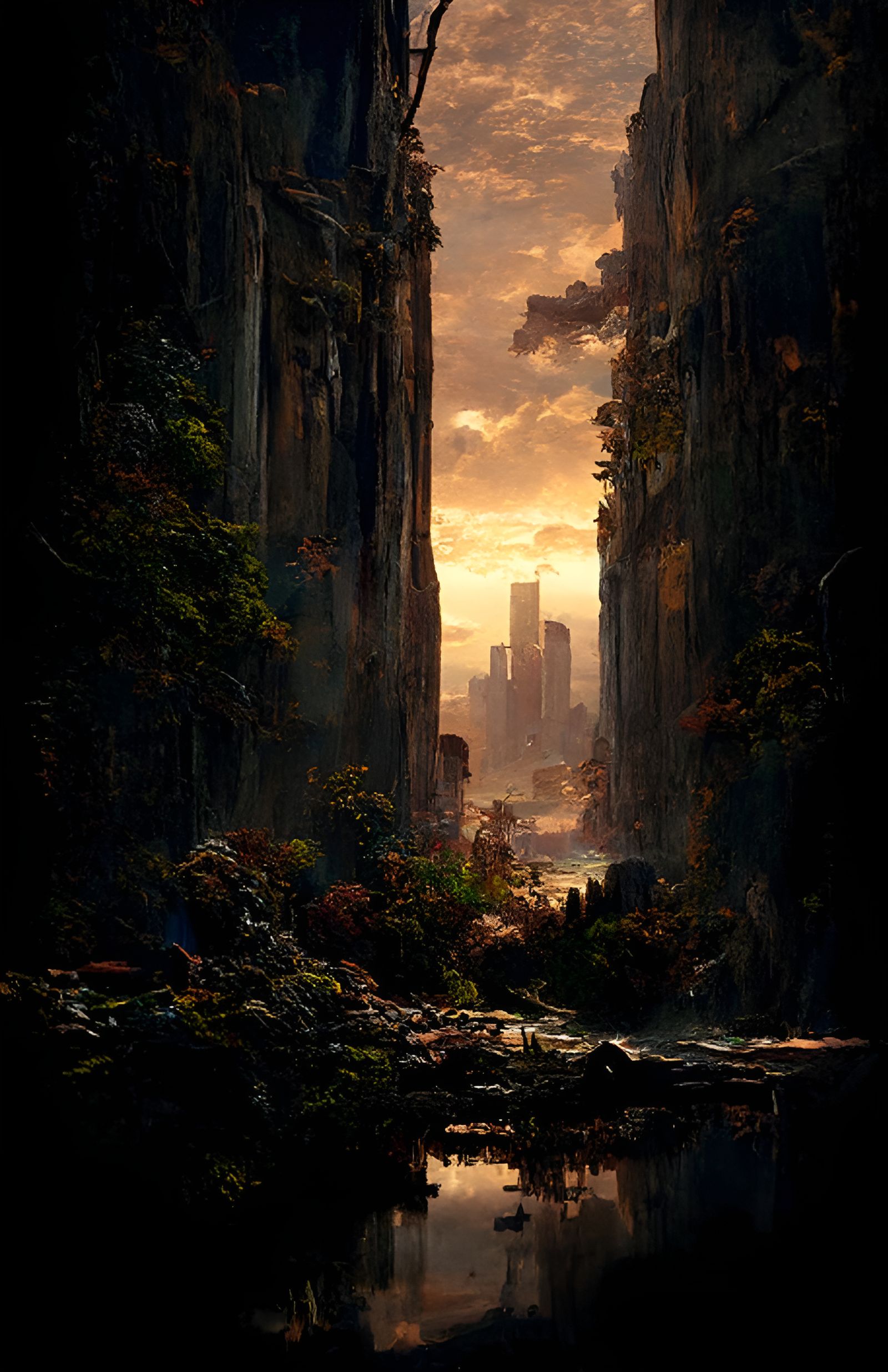 Post-Apocalyptic City Vista as Detailed Landscape Painting