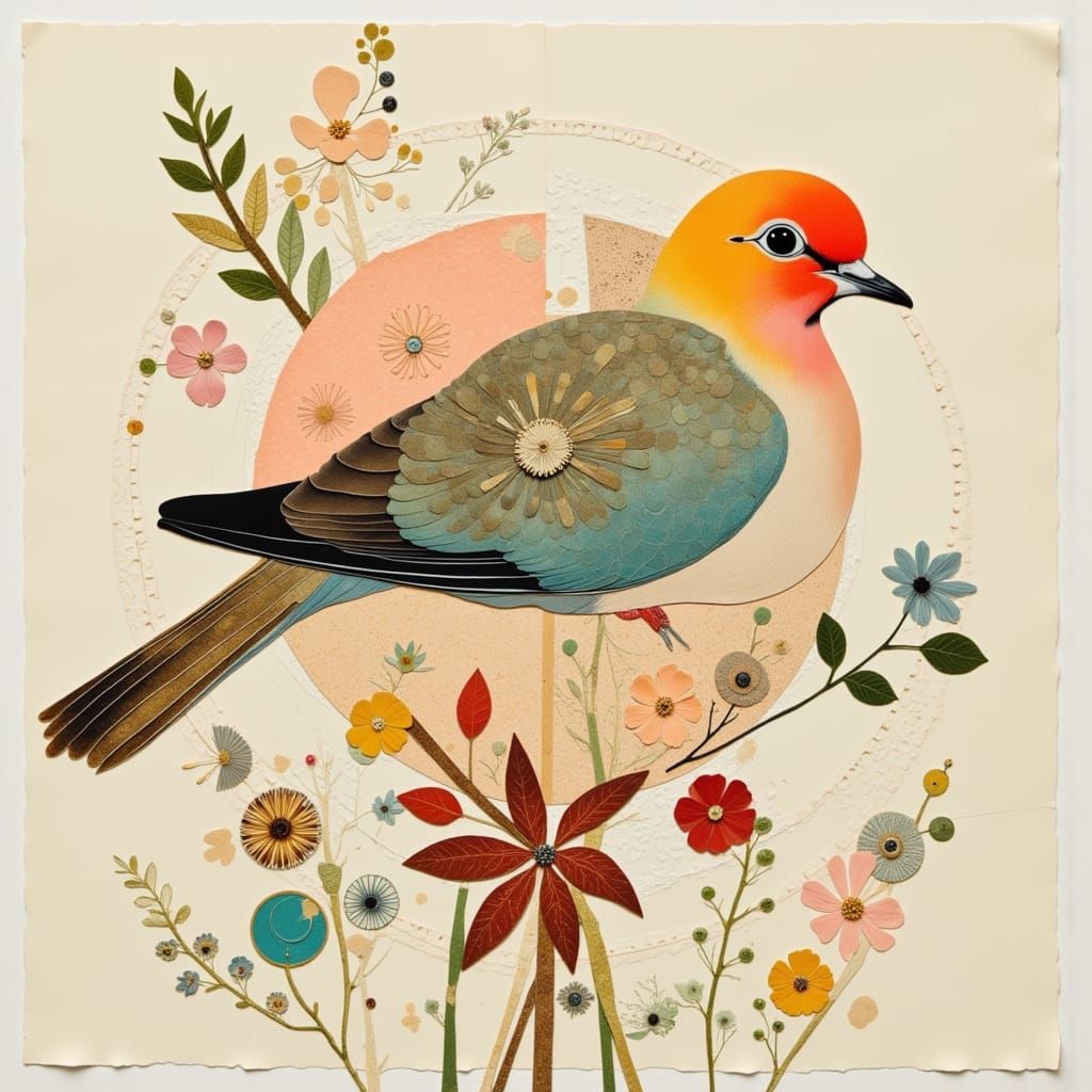 bird and flowers