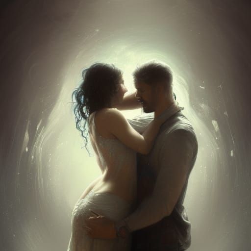 Loving Embrace: Hyperdetailed Portrait in Silver