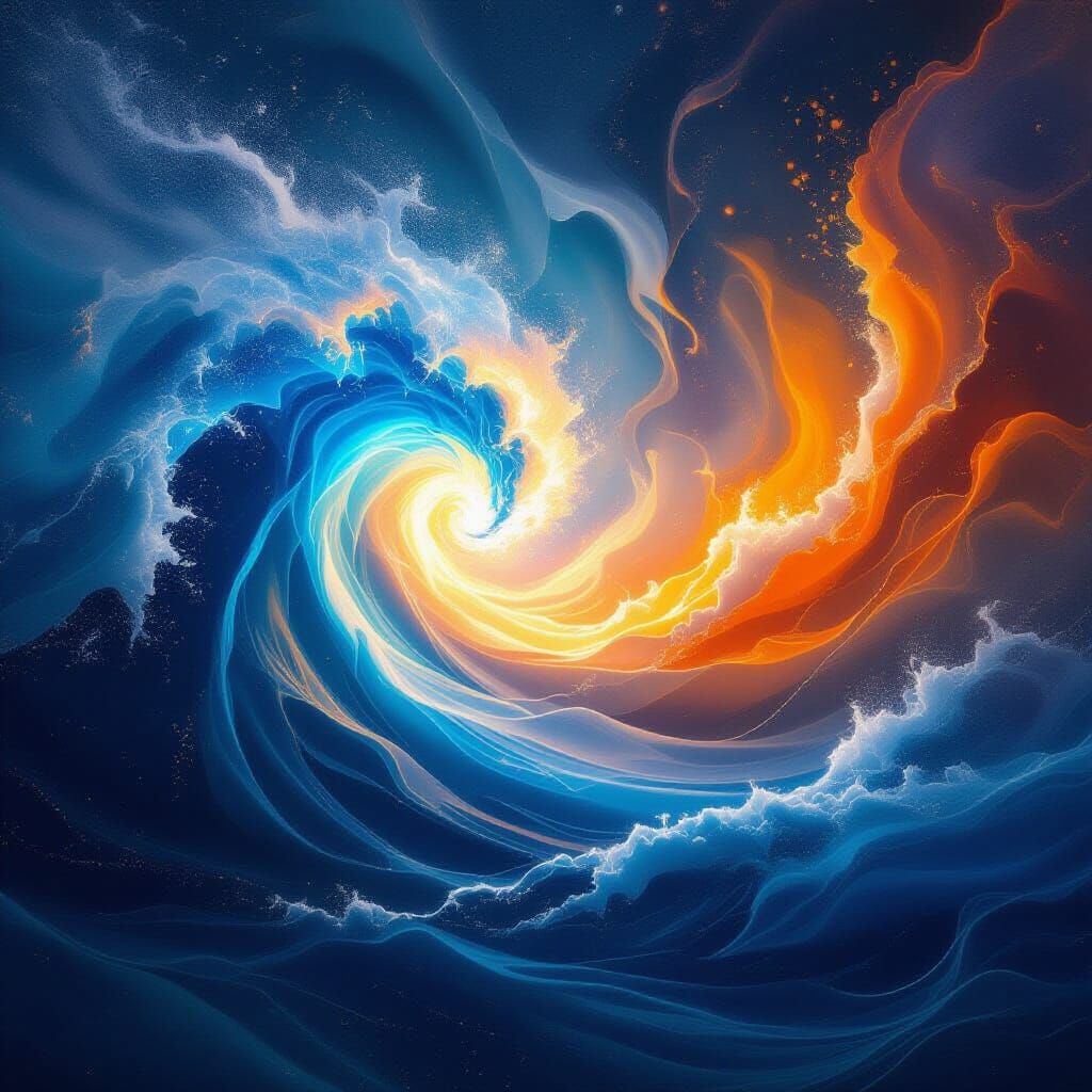 Surreal Abstract Art: Ocean Fire Wind Harmony