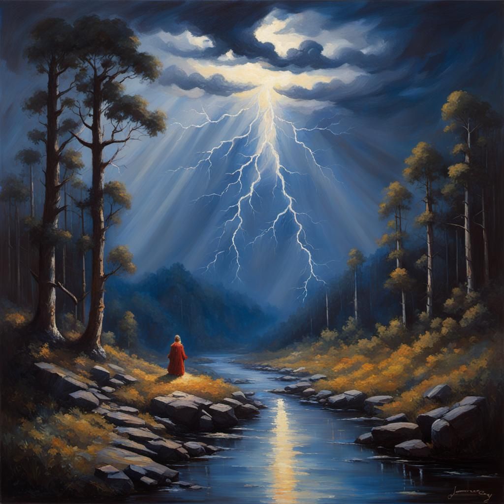 Ethereal Shadows Dance in Morning Light, Oil Painting