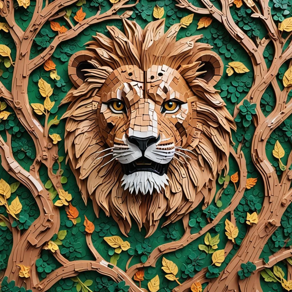 Surreal Composite: Lion, Shakespeare, Star Trek, Lego