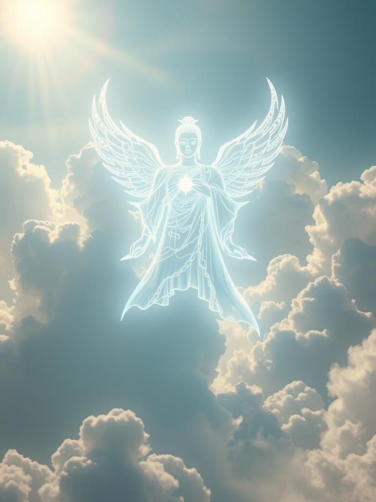 Heavenly Being Amidst Unique Light Phenomena