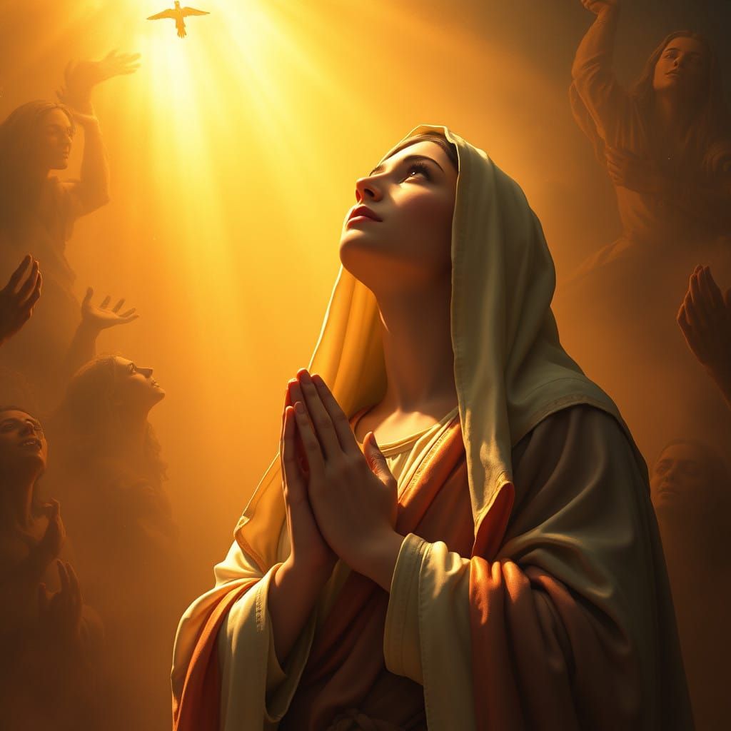 Golden Serenity: Mary's Divine Conviction