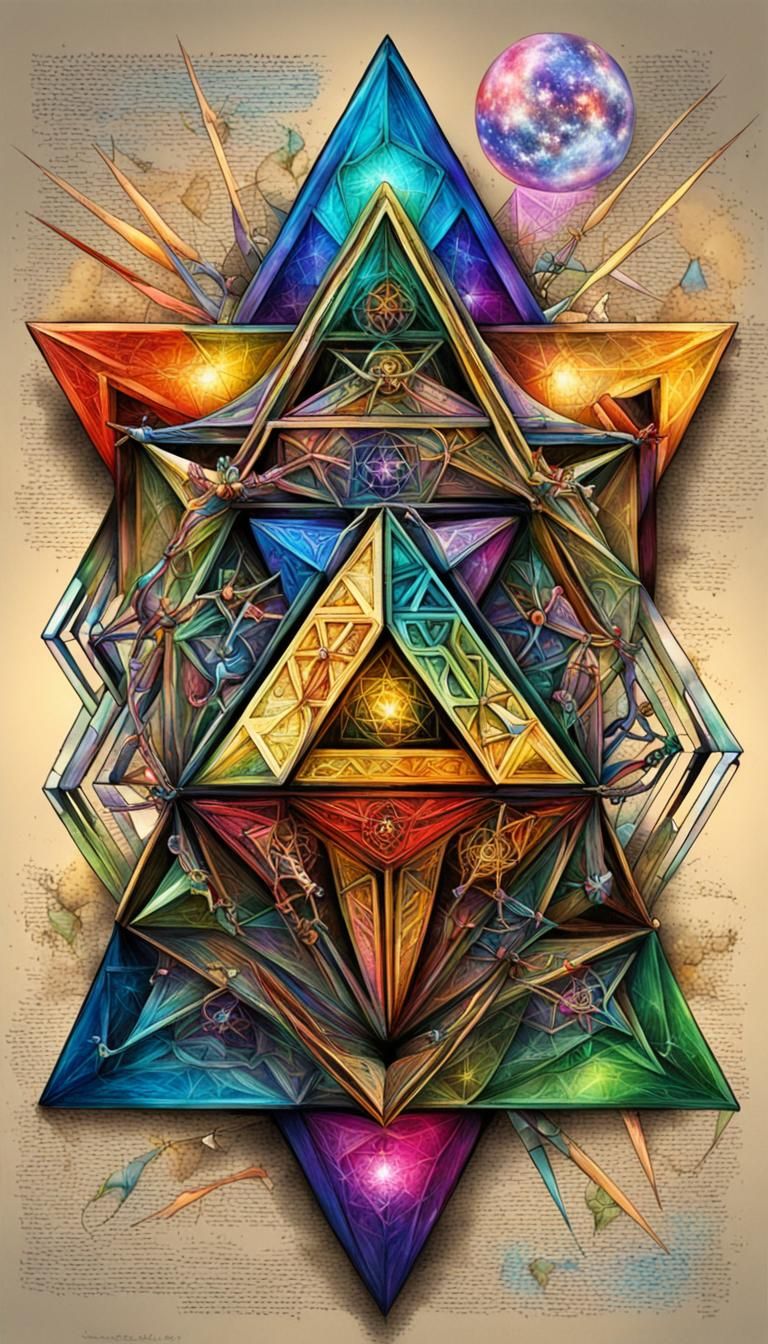 Detailed and Colorful Image of a Merkaba