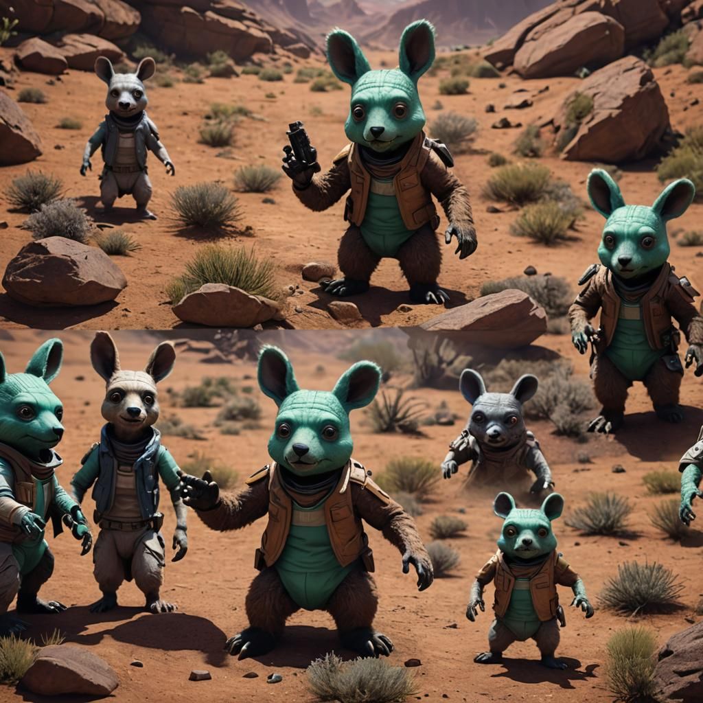 Greedo Kangaroo Bear Hybrid in 3D Cinematic Style