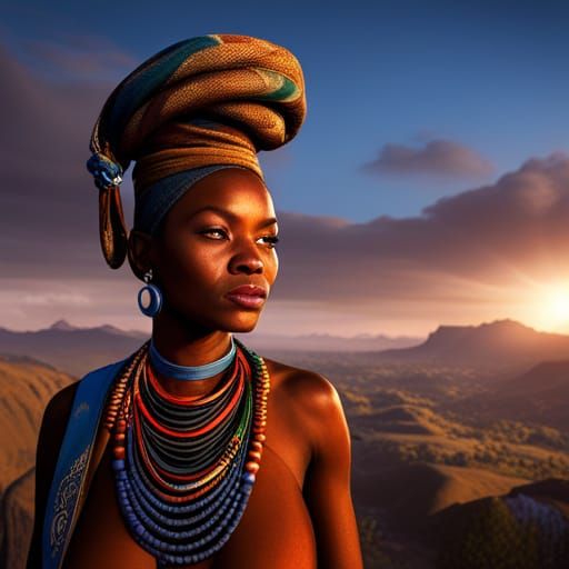 Sotho Woman in Traditional Outfit: Detailed Matte Painting