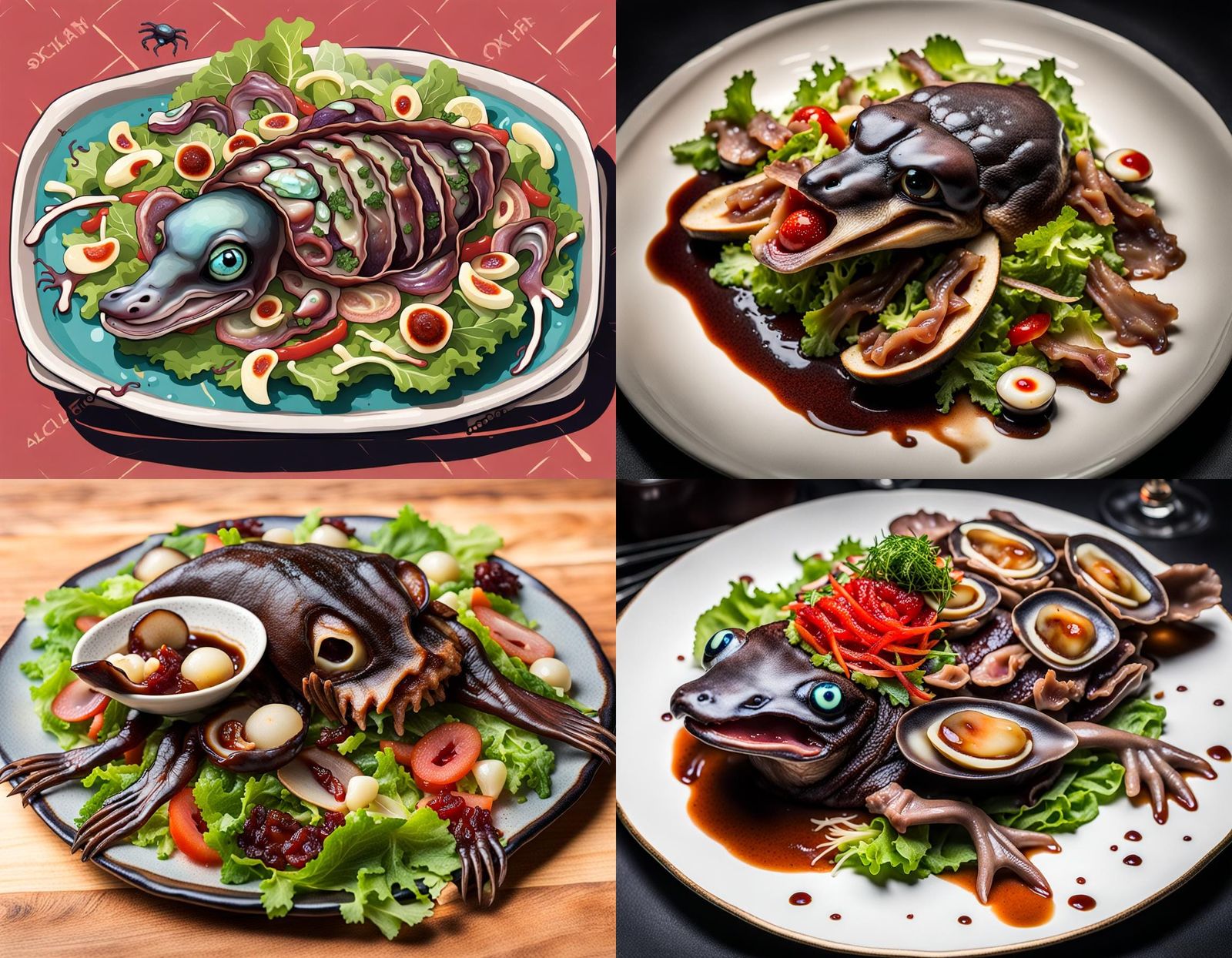 Disturbing Horror Salad with Platypus and Eyeballs