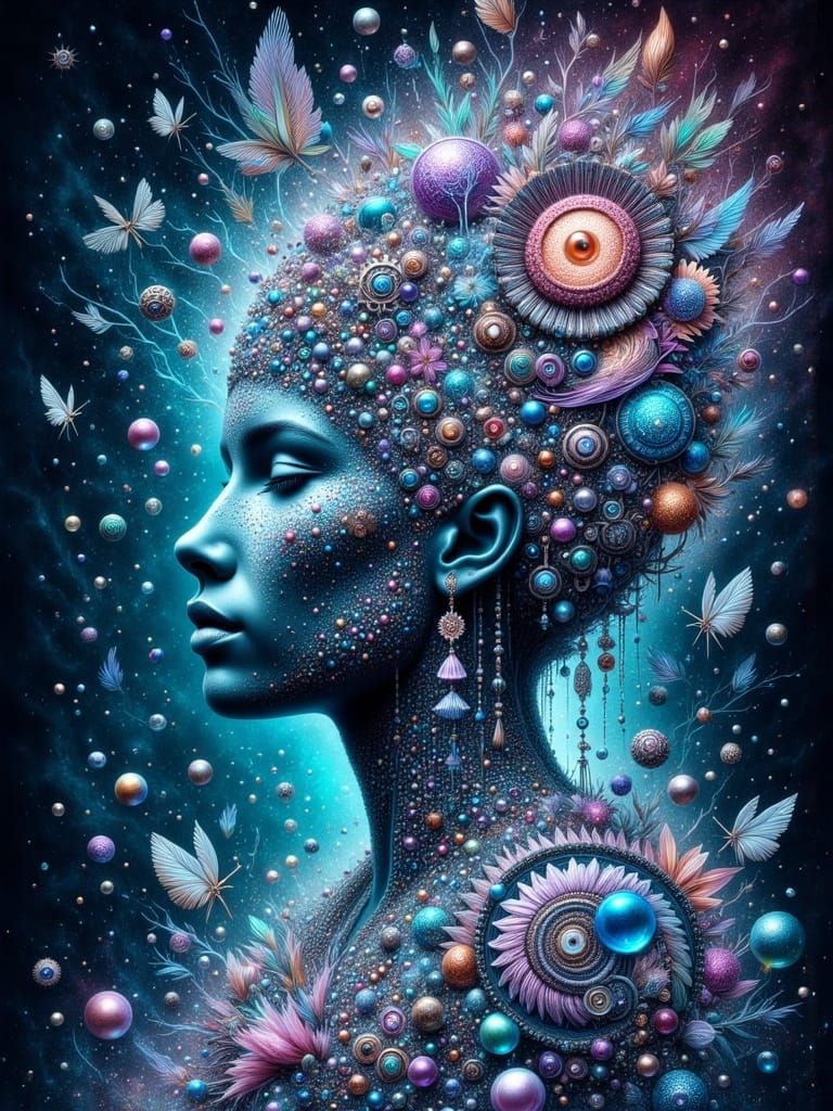 Abalone Shell Colored Oil and Water Woman