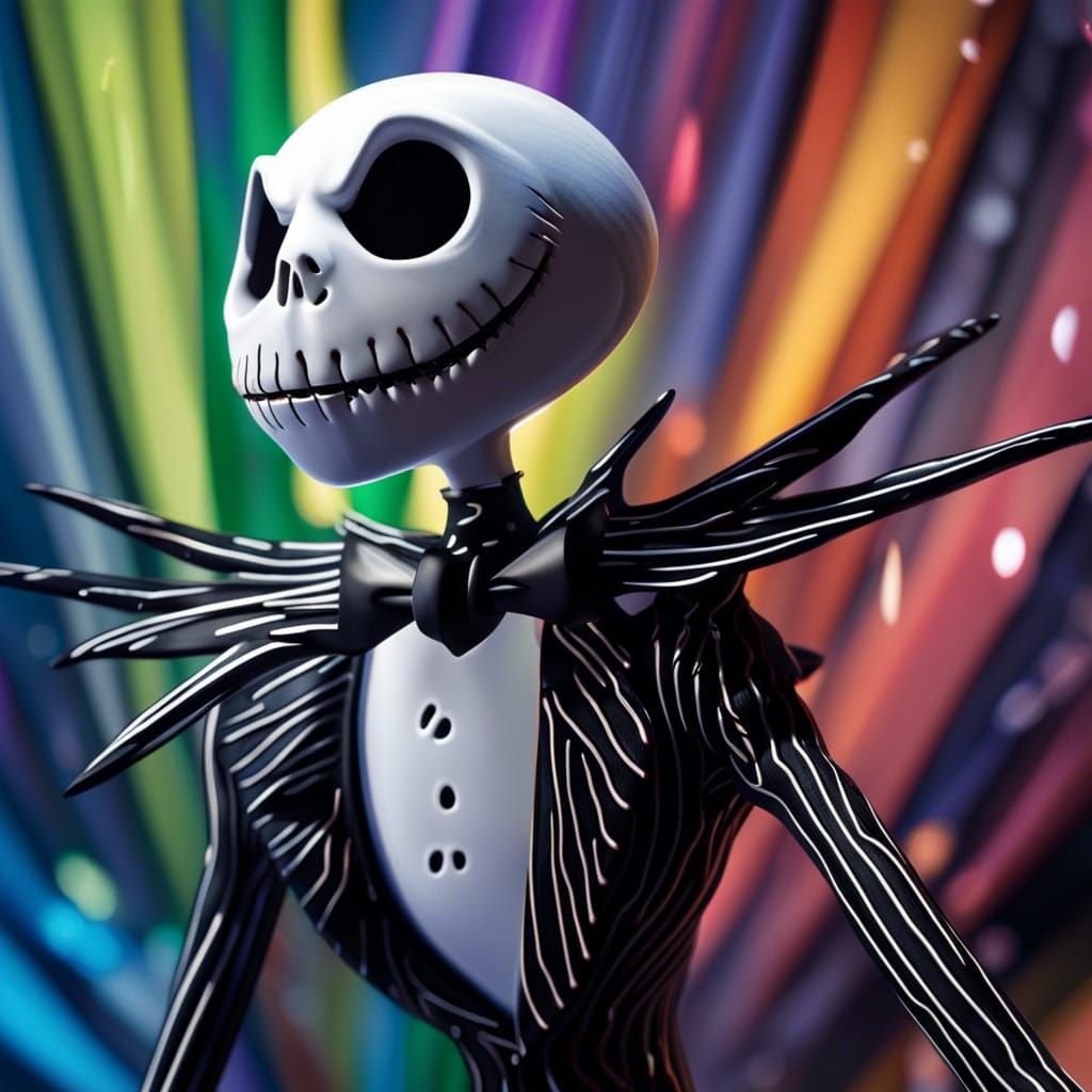 Hyperrealistic Jack Skellington Splash Art Portrait